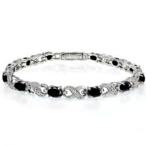 Sterling Silver Sapphire and Diamond Accent Infinity Tennis Bracelet
